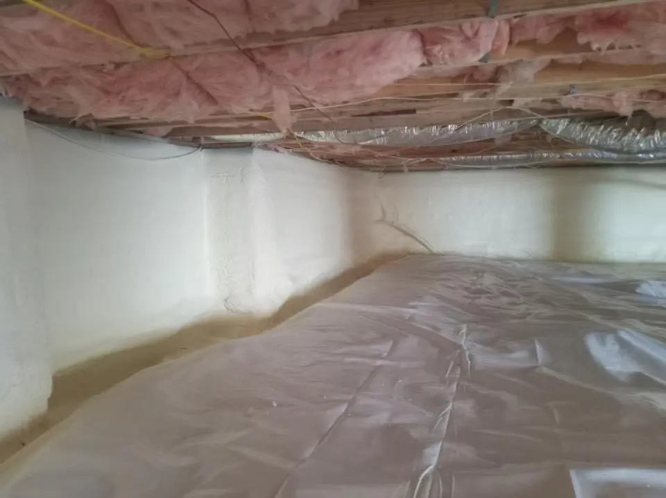 Crawl space encapsulation with closed-cell spray foam for Commercial Roof Restoration in Lakehills